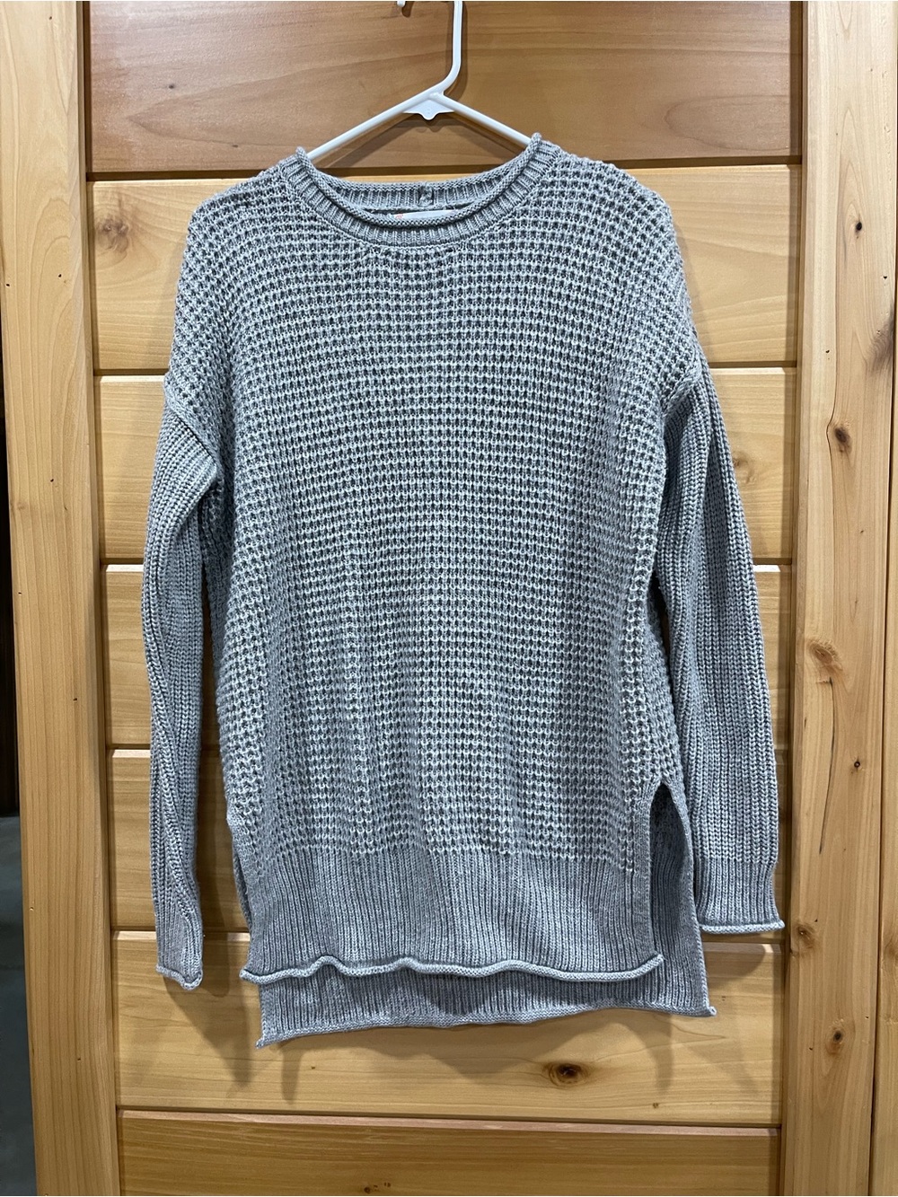Pink Rose Men's Gray Crewneck Waffle Knit Sweater